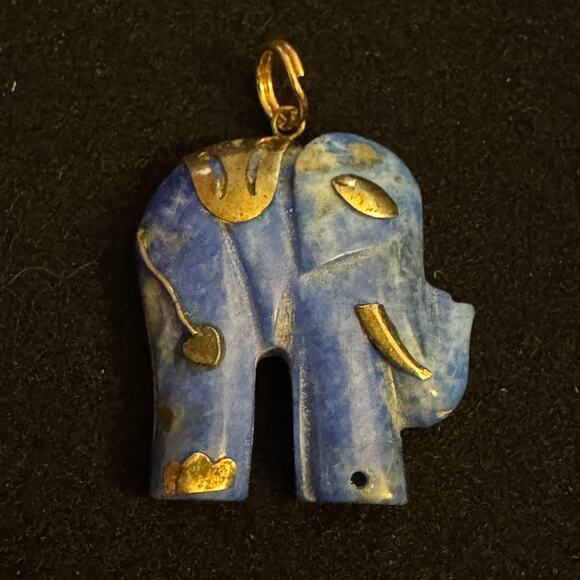 Vintage Sterling Silver and Lapis Elephant Pin Missing One "Shoe" - Picture 1 of 4